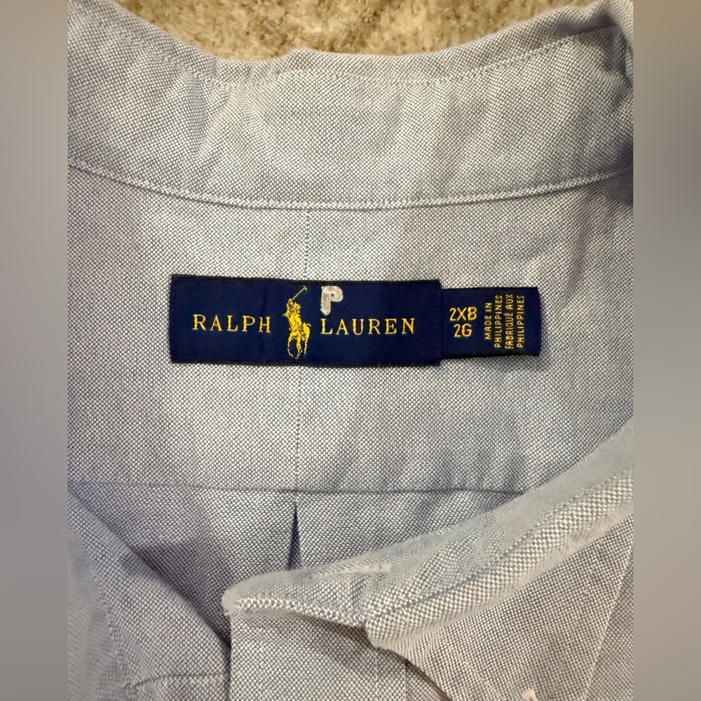 Ralph Lauren light blue cotton Oxford long-sleeve button-down shirt.Size 2XB NEW - Picture 7 of 13